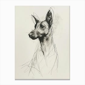 Belgian Malinois Dog Charcoal Line 2 Canvas Print