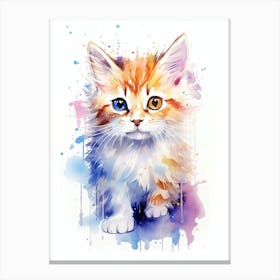 Kitty Cat Watercolor Painting Canvas Print