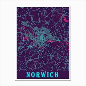 Norwich Map Poster 1 Canvas Print
