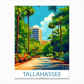 Tallahassee Florida Print State Capital Art Southern City Poster Florida Panhandle Wall Decor Historical Landmarks Illustration Canvas Print