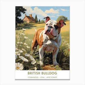 British Bulldog (Dog Breed - Travel Poster Style) Canvas Print