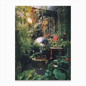 Green House Plants Botanical Disco Ball 1 Canvas Print