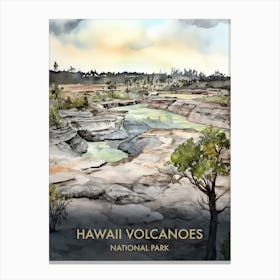 Hawaii Volcanoes Park Watercolour 2 Canvas Print