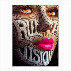 Vision Woven in Text: A Hyper-Real Portrait Canvas Print