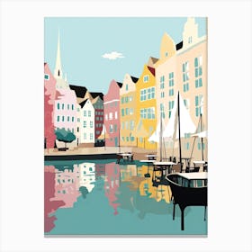 Aarhus, Denmark, Flat Pastels Tones Illustration 2 Canvas Print
