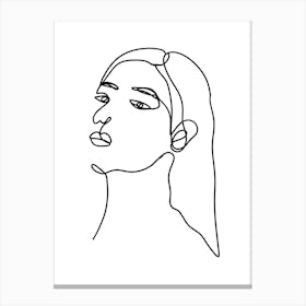 Portrait Of A Woman Monoline Drawing Illustration Canvas Print