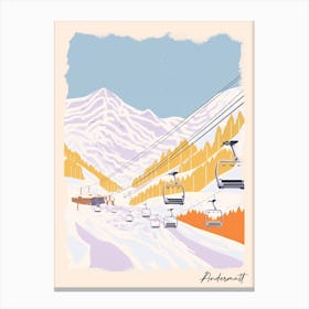 Poster Of Andermatt   Switzerland, Ski Resort Pastel Colours Illustration 1 Canvas Print