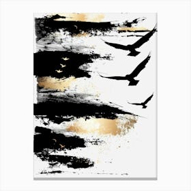 Black And Gold Birds 1 Canvas Print