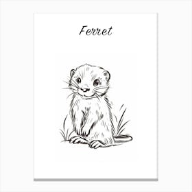 B&W Ferret Poster Canvas Print