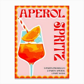 Aperol Spritz Cocktail Kitchen Gift For Her Canvas Print