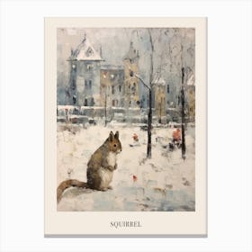 Vintage Winter Animal Painting Poster Squirrel 1 Canvas Print