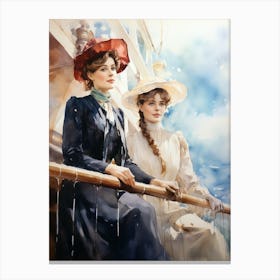 Titanic Ladies On Ship Watercolour 2 Canvas Print