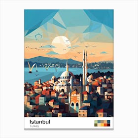 Istanbul, Turkey, Geometric Illustration 1 Poster Canvas Print