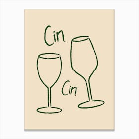 Cin Cin Wine Beige Canvas Print
