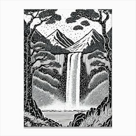 Waterfall linocut Canvas Print