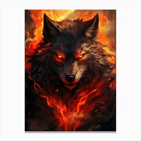 Wolf In Flames 10 Canvas Print