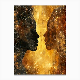 Two Black Women Silhouettes In Space Canvas Print