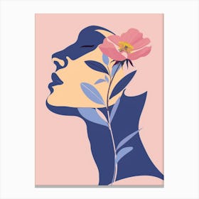 Portrait Of A Woman With A Flower 1 Canvas Print