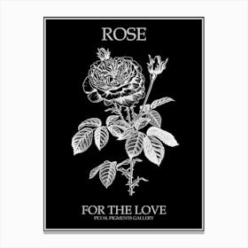 Black And White Rose Line Drawing 11 Poster Inverted Canvas Print