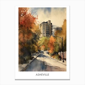 Asheville Watercolor 3 Travel Poster Canvas Print