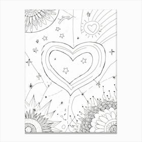 Heart Coloring Page Canvas Print