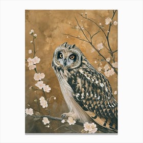 Short Eared Owl Japanese Painting 3 Canvas Print