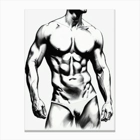 Bodybuilder Drawing Canvas Print