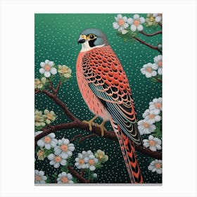 Ohara Koson Inspired Bird Painting American Kestrel 2 Canvas Print