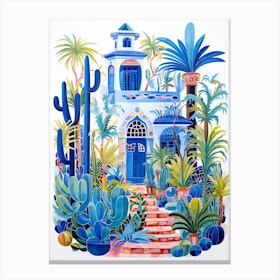 Jardin Majorelle Morocco Modern Blue Illustration 7 Canvas Print