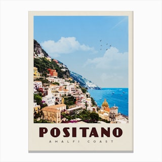 Positano Italy Travel Poster Canvas Print