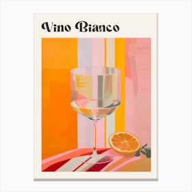 Vino Bianco Retro Italian Wine Poster Canvas Print