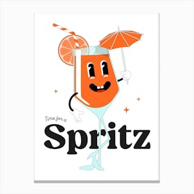 Aperol Spritz Cocktail Vintage Retro Cartoon Illustration Canvas Print