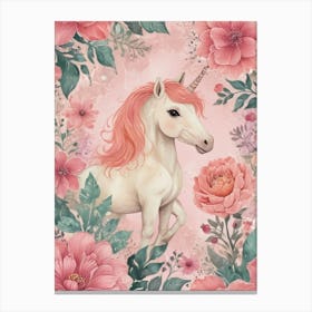 Unicorn With Flowers 6 Canvas Print