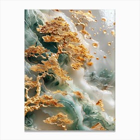 Gold Inlaid Jade Carving Landscape 7 Canvas Print