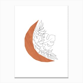 Moon And Leaves Canvas Print