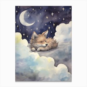 Baby Gray Wolf 2 Sleeping In The Clouds Canvas Print