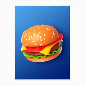 Burger, plastic 3D — Food kitchen poster/blackboard, photo art 1 Canvas Print