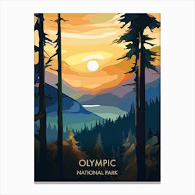 Olympic National Park Travel Poster Illustration Style 1 Canvas Print