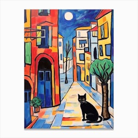 Painting Of A Cat In Venice Italy 1 Canvas Print