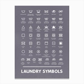 Laundry Symbols Poster For Busy Homes Canvas Print