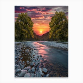 Sunset Over The River 4 Canvas Print