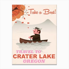 Take A Boat Travel To Crater Lake Oregon Canvas Print