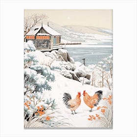 Winter Bird Painting Chicken 3 Canvas Print