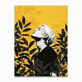 Man over leaves Canvas Print