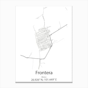 Frontera,Mexico Minimalist Map Canvas Print