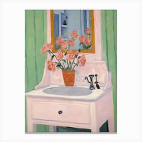 Bathroom Vanity Painting With A Foxglove Bouquet 1 Canvas Print