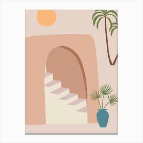 Stairway To The Desert. Egypt - boho travel pastel vector minimalist poster Canvas Print