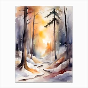 Watercolor Forest Watercolor Painting Canvas Print