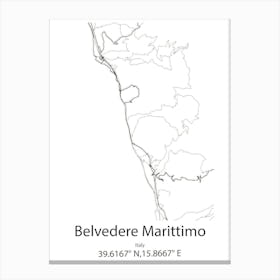 Belvedere Marittimo,Italy Minimalist Map Canvas Print