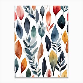 Watercolor Leaves Seamless Pattern Canvas Print